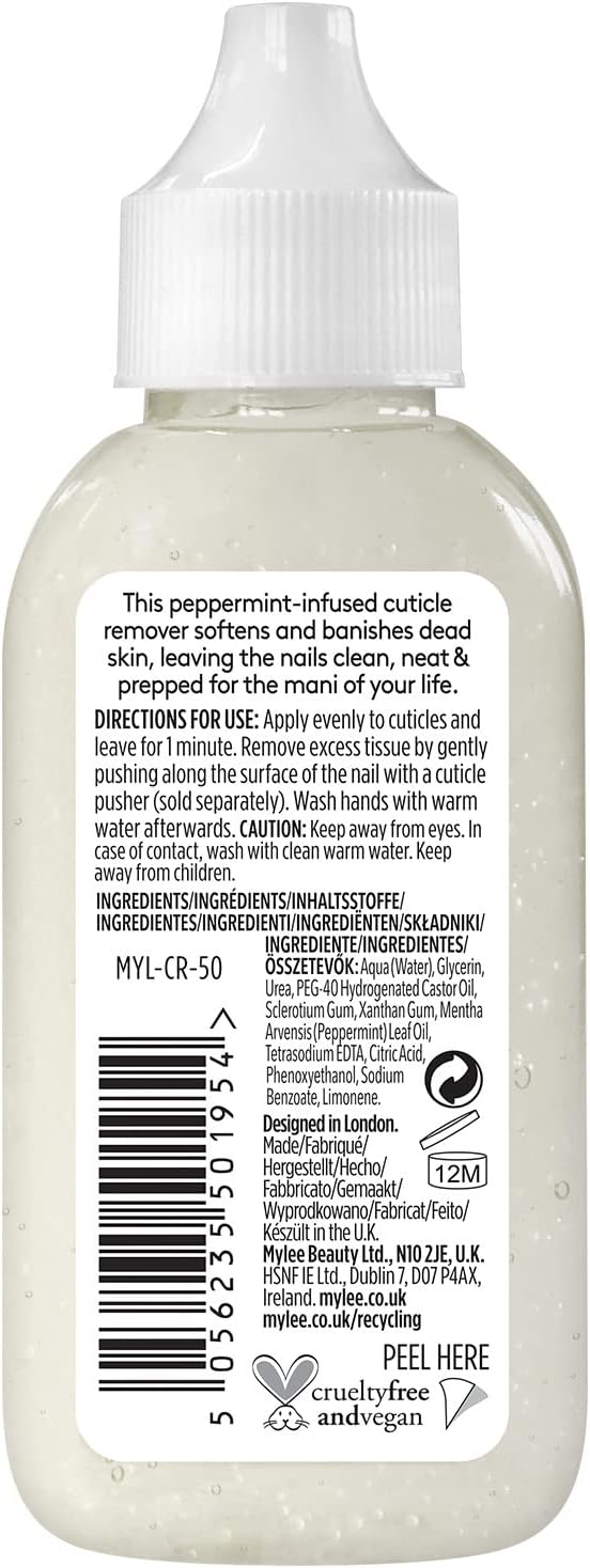 Mylee Cuticle Remover Gel with Peppermint Oil 50ml - Softens and Moisturises Cuticles, Removes Dead Skin