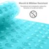 ANSIO® Long Bath Mat PVC Non-Slip Anti Mould Shower Mat with Drain Holes & Suction Cups Machine Washable Bathtub Mat 102 x 40cm / 40 x 16 inches - Teal