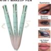 RoseFlower 4-in-1 Makeup Pen, Eyeshadow, Eyeliner/Eyebrow, Highlighter, Lip Liner, Waterproof Multi Use Makeup Pen, 4 Color Portable Makeup Beauty Pen for Daily Makeup & Party & Festival(#1)