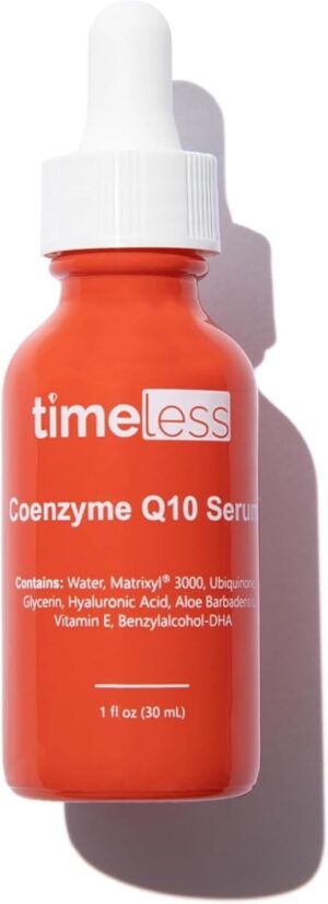 Timeless Skin Care Coenzyme Q10 Serum – Face Serum with Coenzyme Q10 Ubiquinol, Matrixyl® 3000, and Hyaluronic Acid – Anti-Aging, Hydrating, Wrinkle-Reducing – 30ml
