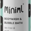 Miniml All Natural Body Wash and Bubble Bath - 500ml Moisturising Tea Tree & Mint Sensitive Skin Eco Shower Gel Bath Soak - Vegan Friendly High Foam