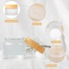 8 Pcs Frosted Clear Glass Cosmetic Jars with Wood Grain Plastic Lids & Inner Liners – 20ml & 30ml Refillable Travel Pots for Creams, Lip Balm, Makeup, Powder, Lotion, and Nail Products