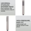 H&S Shower Head Universal Bath Shower Handheld Pencil Handset High Pressure Single Function Stainless Steel, chrome, 1644 blue