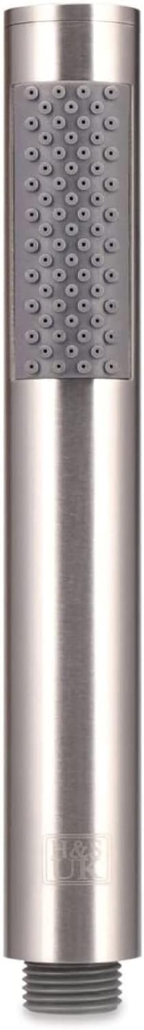 H&S Shower Head Universal Bath Shower Handheld Pencil Handset High Pressure Single Function Stainless Steel, chrome, 1644 blue