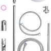 Youyijia Shower Riser Kit Shower Mixer Twin Head Shower Set Bathroom Square Mixer with Handheld Shower and 8" Square Overhead Adjustable Rainfall Shower Taps and Hose Chrome Plated Kit (Round)