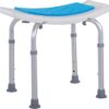 HOMCOM 6-Level Height Adjustable Aluminium Bath Room Stool Chair Shower Non-Slip Design w/Padded Seat Drainage Holes Foot Pad, Blue