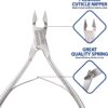 Jestilo Cuticle Remover Tool Set Cutter and Pusher - Stainless Steel Professional Nipper Nail Care Tools Salon Level Mani-Pedi at Home Silver (Silver) (JC-NP-S)