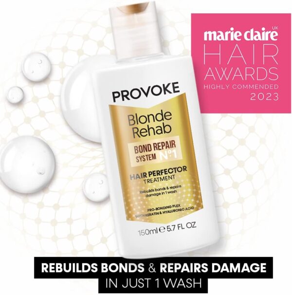 PROVOKE Blonde Rehab N0'1 Hair Perfector Repair Treatment 150ml, Rebuilds Bonds and Repairs Damage in 1 Wash with a Pro Bonding Complex, Keratin and Hyaluronic Acid, for Blonde c hair, off white