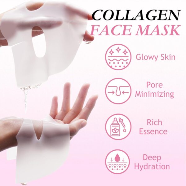 6pcs Glass Skin Face Mask With Collagen, Deep Hydration Collagen Face Mask, Anti Wrinkle Skincare, Korean Glass Skin, Overnight Hydrating For Face Care