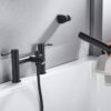 Luckyhome Bath Shower Filler Mixer Tap - Double Lever Chrome Solid Brass with Shower Hand, Black
