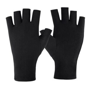 EUZUXU UV Gloves for Gel Nails, Anti UV Fingerless Gloves for Nail Art Skin Care, Gloves Protect Hands from UV Harm(Black)