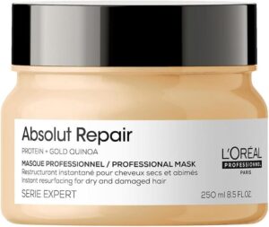 L’Oréal Professionnel | Mask, With Protein And Gold Quinoa for Medium-Thick Dry And Damaged Hair, Serie Expert Absolut Repair, 250 ml