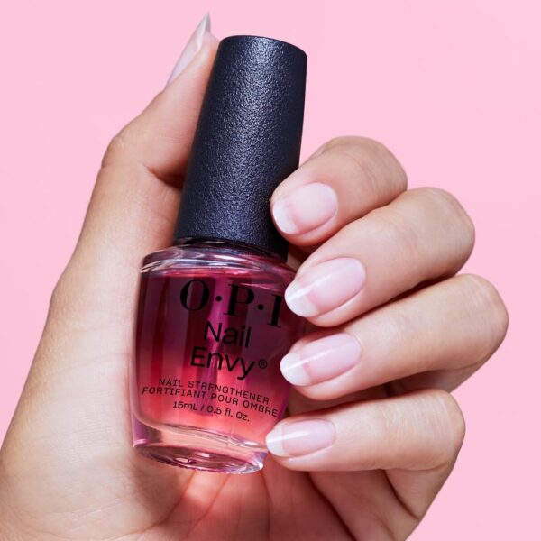OPI Nail Envy Nail Polish, Strong Nail Strengthener Treatment For Strong Nails, Vegan Nail Repair and Strenght for Damaged Nails, Pink Nail Polish Pink To Envy 15 ml