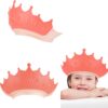 RosewineC Baby Shower Cap Shield for Eye and Ear Protection, Adjustable Hair Washing Bath Hat Shower Cap for Kids from 6 Months to 9 Years Old, Crown Shape (Pink)