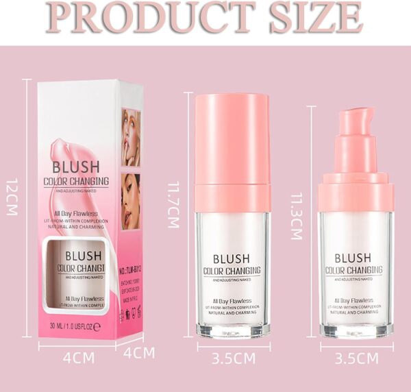 Colour Changing Blush 30mL,Temperature Changing Cream Pink Blusher for Mature Skin, Flawless Color Changing Blush All Day, Waterproof Long Lasting Smudge Proof Blushes For Cheeks Women Make