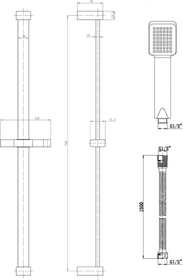 ENKI, Stella, BBT0265, Chrome, Bath Shower Mixer Taps with Slider Rail Kit Shower Attachment, Solid Brass, Easy Clean, Angular Design, Quarter Turn Valves, Easy to Install, 10-Year Guarantee