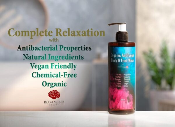 Organic Antifungal Body & Foot Wash | Tea Tree | Antibacterial | Relieve Acne, Eczema, Warts, Athlete’s Foot, Ringworm, Toenail Fungus, Jock Itch | Natural Ingredients | Deluxe Size | 350ml