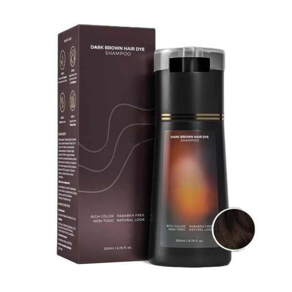 Polar Hair Dye Shampoo, Polar Hair Care, Polar Hair Dye Shampoo, Polar Haircare Instant Dye Shampoo, Natural Hair Color Shampoo for Gray Hair Coverage, Suitable for Women & Men (Dark brown)
