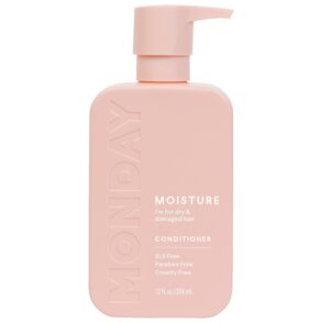 MONDAY HAIRCARE Moisture Conditioner 12oz for Dry, Coarse, Stressed, Coily and Curly Hair, Made from Coconut Oil, Rice Protein, Shea Butter, & Vitamin E, 100% Recyclable Bottles (350ml) (10434)