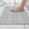 Extra Long Bath Mat Non Slip Anti Mould 90x40cm, Shower Mats Bathtub Mats for Inside Shower,Washable Anti Slip Bathroom Mat with Suction Cups & Quick Drainage, Cut to Size, Grey