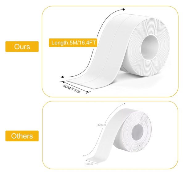 61uv-TANHL._SL1500_.jpg Adorfine Bath Sealant Strip Self Adhesive 5MX5CM Caulk Strip Sealant Tape Bathroom Sealant White Waterproof Strong Sticky Simple Seal Tape for Shower,Toilet, Kitchen