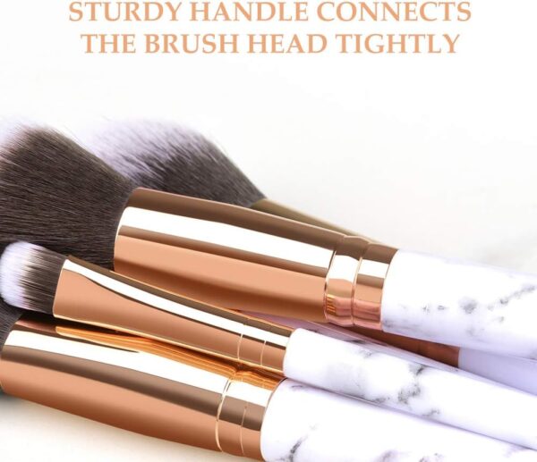 Makeup Brushes HEYMKGO Professional Marble Makeup Brush Set, Soft and Odor-free Natural Synthetic Bristles,10PCS + 2 Sponge Puff + Marble Pattern Cosmetics Bag