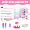 Aomig Kids Makeup Set for Girls, Non-Toxic Kids Cosmetics, 12PCS Princess MakeUp Kit, Washable Kids MakeUp Set Girl Toys, Christmas Halloween Birthday Makeup Gift for Girls