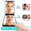 Rantizon Portable Makeup Mirror Dimmable 8 LEDs Lighted Mirror 1X & 2X Magnification Cosmetic Illuminated Handbag Mirror Foldable Double Facettes Pocket Mirror Compact Mirror
