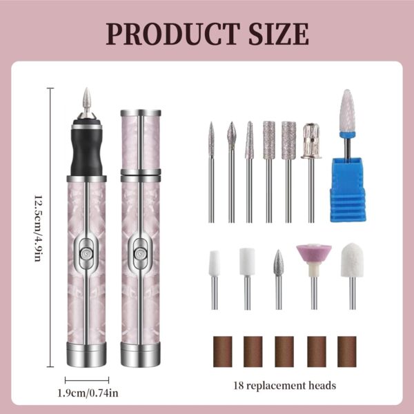 Neyared 4 Speed Electric Nail File with 18 Grinding Heads for Thick Toe Nails, Cordless Nails Drill for Nursing Peeling Removing Grinding Edge