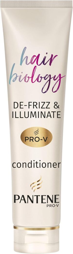 Pantene Hair Biology De frizz and Illuminate Hair Conditioner with Hyaluronic Acid, Omega 9 for Frizzy, Dry, Coloured Hair 160 ml