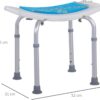 HOMCOM 6-Level Height Adjustable Aluminium Bath Room Stool Chair Shower Non-Slip Design w/Padded Seat Drainage Holes Foot Pad, Blue
