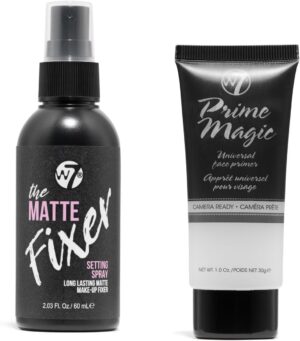 W7 Prime Magic & The Fixer Matte Set - Makeup Primer & Setting Spray Duo for a Smooth, Matte Finish - Pore Minimiser & Shine Control - Quick-Drying, Non-Sticky - Vegan & Cruelty-Free