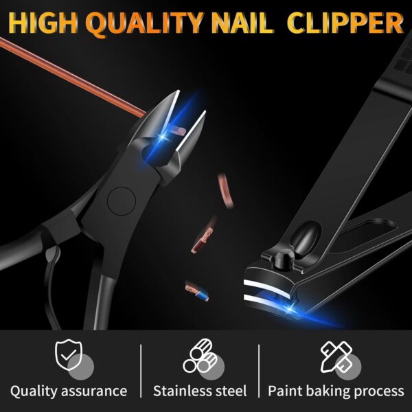 Manicure Set Pedicure Kit, 16 Pcs Stainless Steel Nail Clippers Set, Professional Nail Care Tools Grooming Kit with Portable Travel Leather Case for Men Women Black