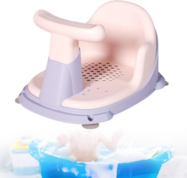 Baoblaze Cute Infant Bath Tub Seat,Tub Sitting up Chair with Suction Cup for Shower Kids Toddler Baby Newborn (Pink&-41x28x23cm)