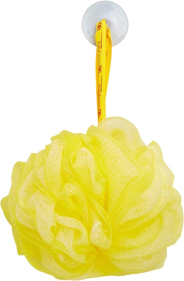 Bodylife Body Buffer, Puff, Exfoliating Bath & Shower Body Pouf, Scrunchie, Body Scrubber Yellow & White 55g Twin Pack