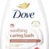 Dove Soothing Caring Bath Bath Soak with ¼ moisturising cream, almond cream & hibiscus for an indulgent bubble bath 450 ml