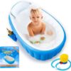 Locisne Baby Soft Foldable Travel Air Shower Bathtub, Children Inflatable Anti-Slippery Swimming Pool Basin Seat Baths Big Size(for 0-3 Years) + Air Pump