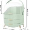 SIOOUI Makeup Organiser for Vanity, Portable Waterproof Dustproof Bathroom Organizer and Storage with Lid, Cosmetic Display Case Skincare Organizers (Mint Green)