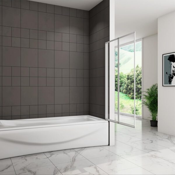 800x1400mm Pivot Shower Bath Screen 2 Fold Folding Bath Shower Screen