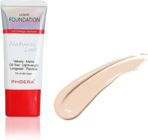 AQUAPURITY PHOERA Full Coverage Foundation New Formula Waterproof Long Lasting Oil Free Velvet Matte Liquid Foundation for Oily Skin Flawless Makeup Base Cream Concealer (104B Sand Beige…)