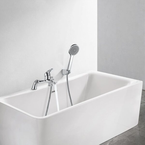 Coleniny Bath Tap with Shower Head and 1.5M Hose, Modern Bath Shower Mixer Tap, Single Lever Bath Mixer Tap Shower Kit for Bathtub and Shower, Bath Filler Mixer Tap Chrome, Solid Brass, 180mm Centres