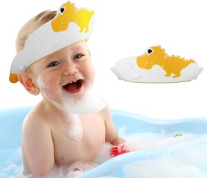 Baby Shower Cap Shield, Shower Cap for Kids, Kids Shampoo Shower Bath Cap Adjustable Hair Washing Shampoo Shield Baby Visor for Eyes and Ears Protector