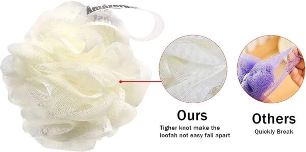 Amazerbst loofah,Shower Puff for Women and Men, Soft Body Scrubber Bath Sponge Set of 3