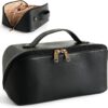 MAMUNU Large Capacity Cosmetic Travel Makeup Storage Bag with Handle Portable Zipper Cosmetic Toiletry Makeup Bag Large with Compartments for Women Girls, Black