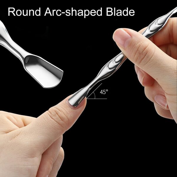 EUZUXU Cuticle Pusher Stainless Steel, 2-in-1 Cuticle Trimmer Nail Care Tool, Professional Cuticle Remover Kit, Manicure and Pedicure Tools