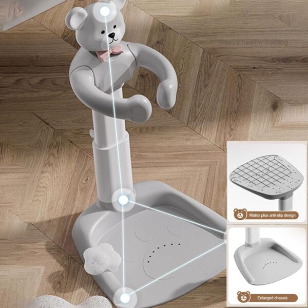 Adjustable Baby Shower Stand with Anti-Slip Base, Hug Bath Tower for Standing Up Themselves, 6-18 Months Toddler Shower Stand Support, Bathing Seat Chair Handle, Free Mother Hands