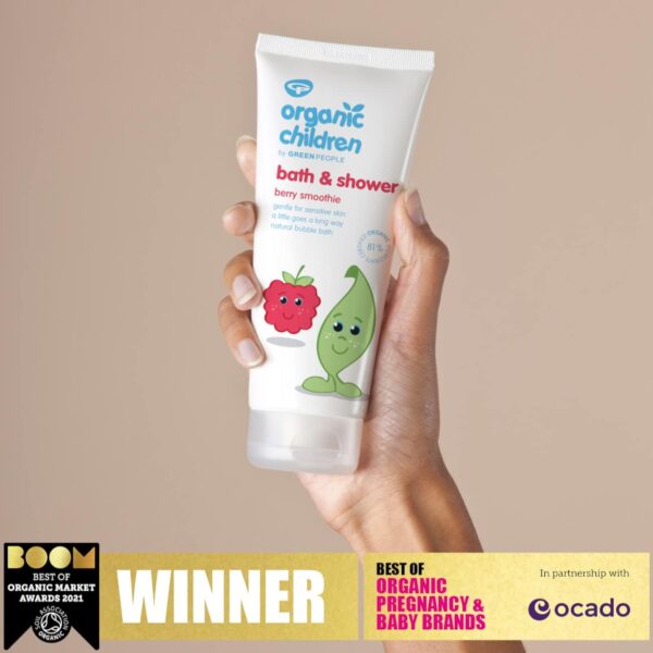 Green People Organic Children Berry Smoothie Shower Gel 200ml | Natural & Organic Body Wash & Bubble Bath for Kids & Toddlers | Gentle on Sensitive Skin| SLS Free & Paraben Free | Vegan, Cruelty Free