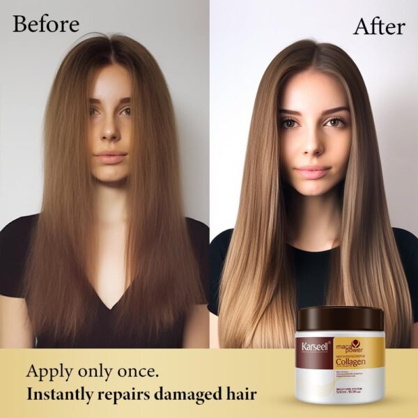 Karseell Collagen Hair Mask Maca Power Deep Repair Conditioning Argan Oil Collagen Hair Mask Essence for Dry Damaged Hair All Hair Types 16.90 oz 500ml