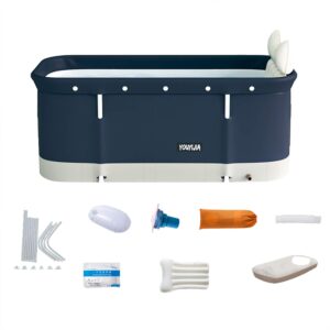 HWGING Foldable Bathtub Adults, 120 x 55 cm, Portable, Collapsible, PVC and Peach Skin Composite, Modern, Textured, Freestanding, B Color