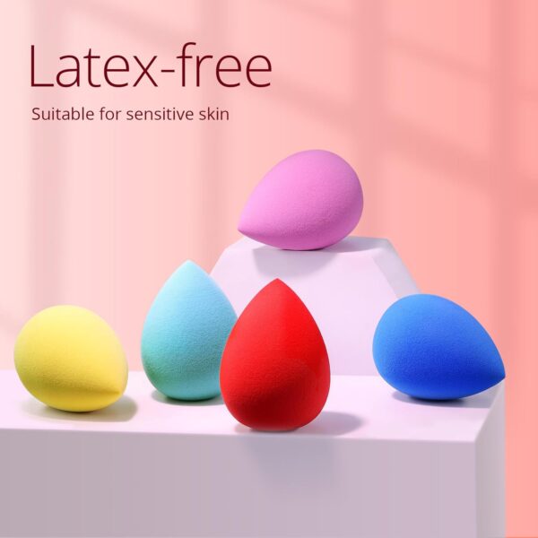 BEAKEY Makeup Sponges 5 Pcs, Non-Latex, Blender Beauty Soft Foundation Sponge, High Density Makeup Sponge for Foundation, Liquid, Creams and Powders (Multi-Color)